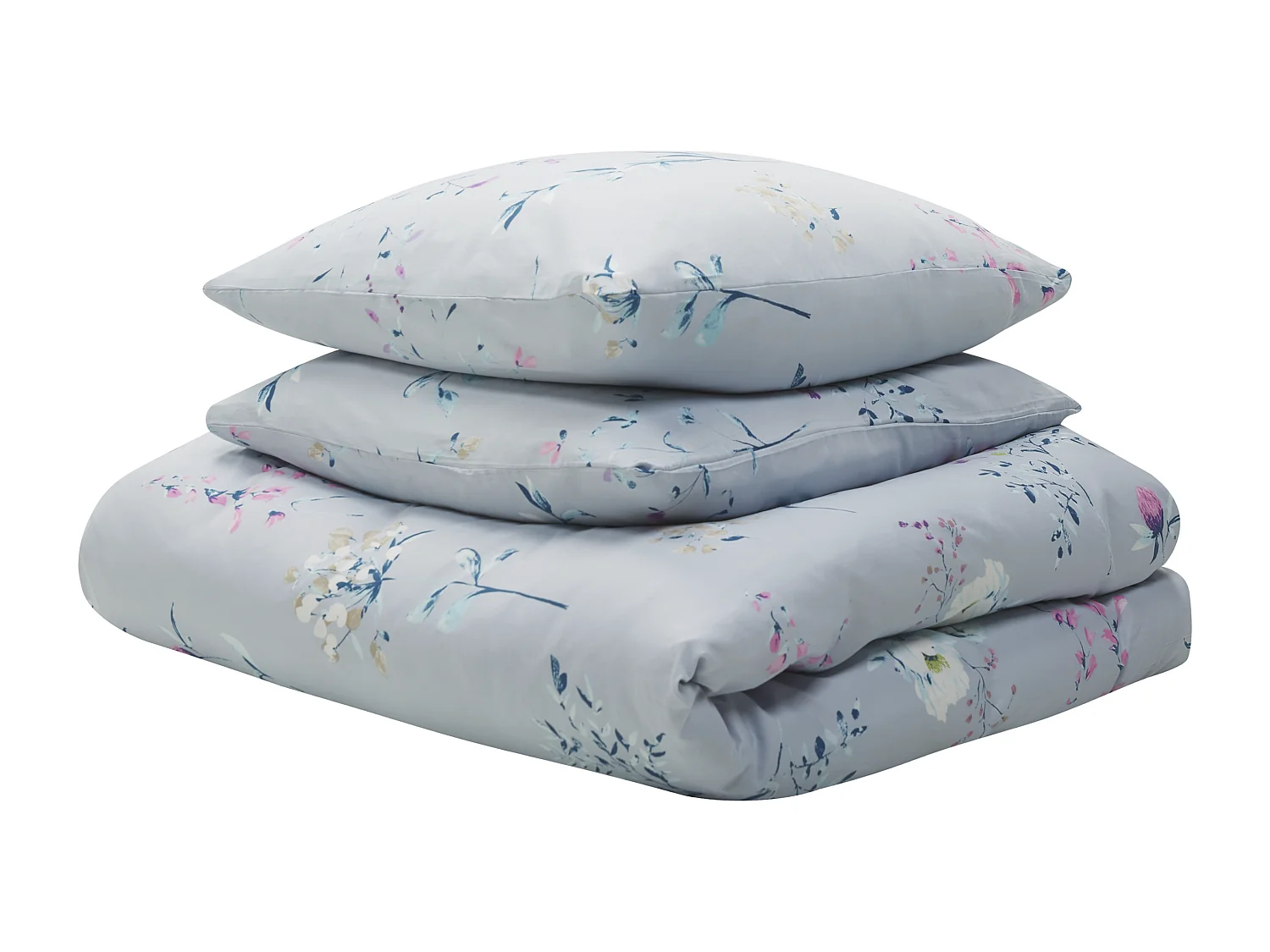 Ensemble de housses de couette EVERGREEN Satin de coton 220 x 240 cm Bleu clair