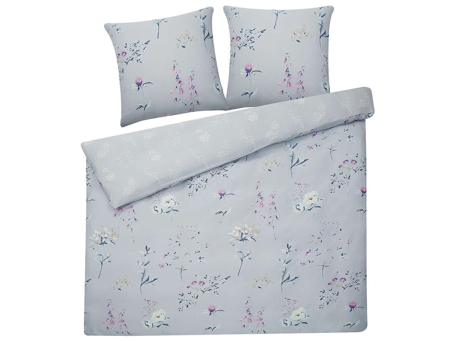 Duvet Cover Set EVERGREEN Sateen Cotton 220 x 240 cm Light Blue