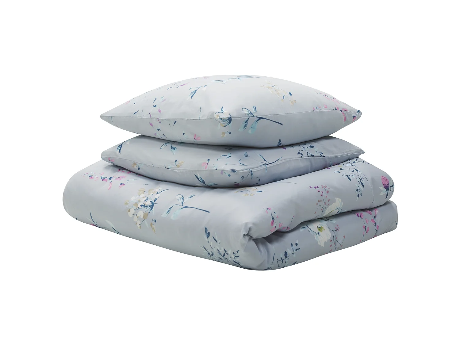 Ensemble de housses de couette EVERGREEN Satin de coton 200 x 220 cm Bleu clair