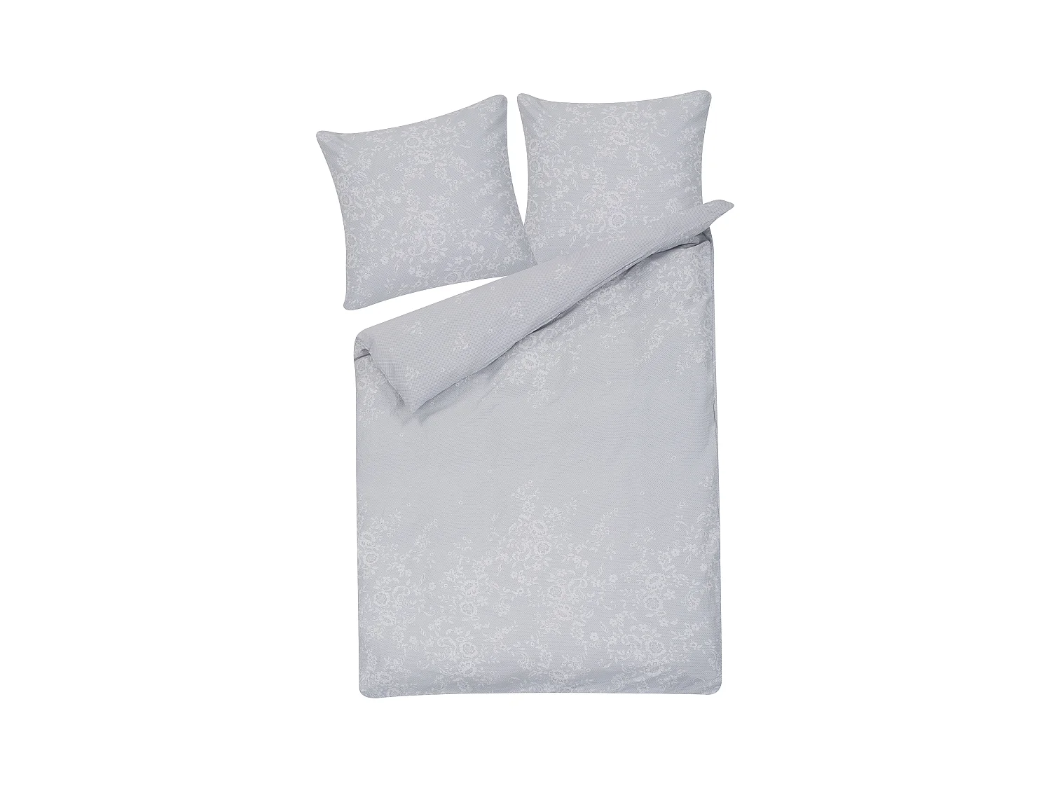 Bettwäsche Set grau 3-teilig Komfortgröße 155x220 cm mit Knöpfen Morningside