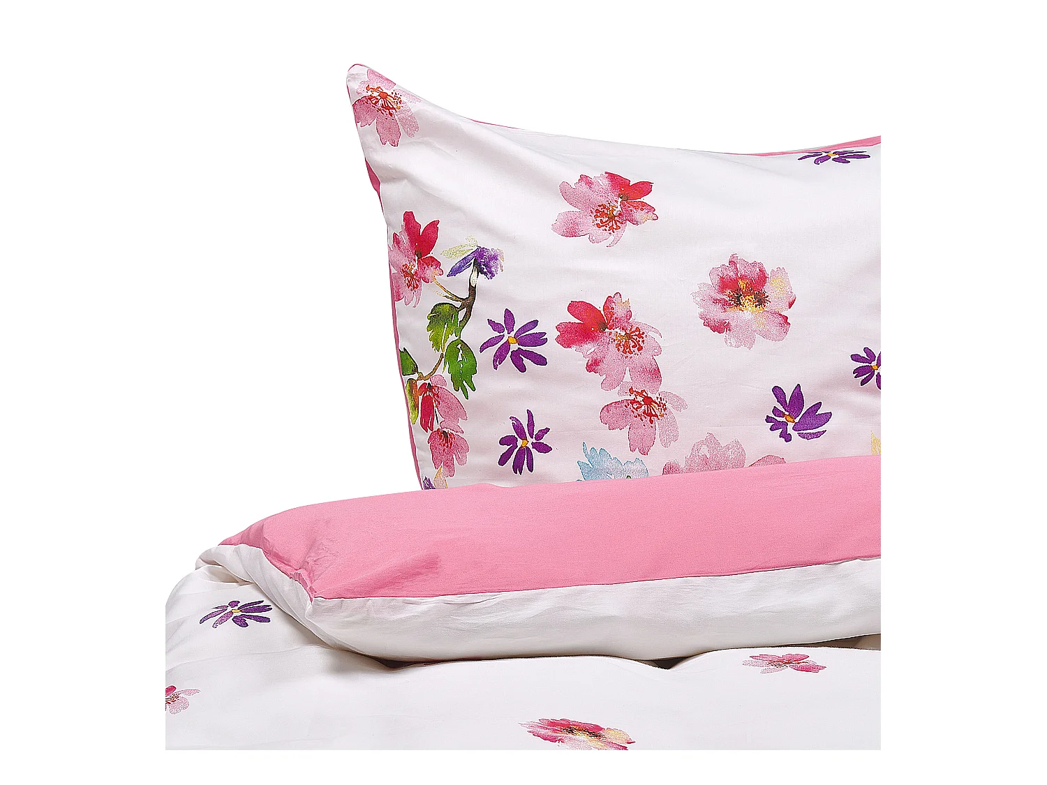 Modernes Bettwäsche Set weiß / rosa Baumwolle 155 x 220 cm Larynhill