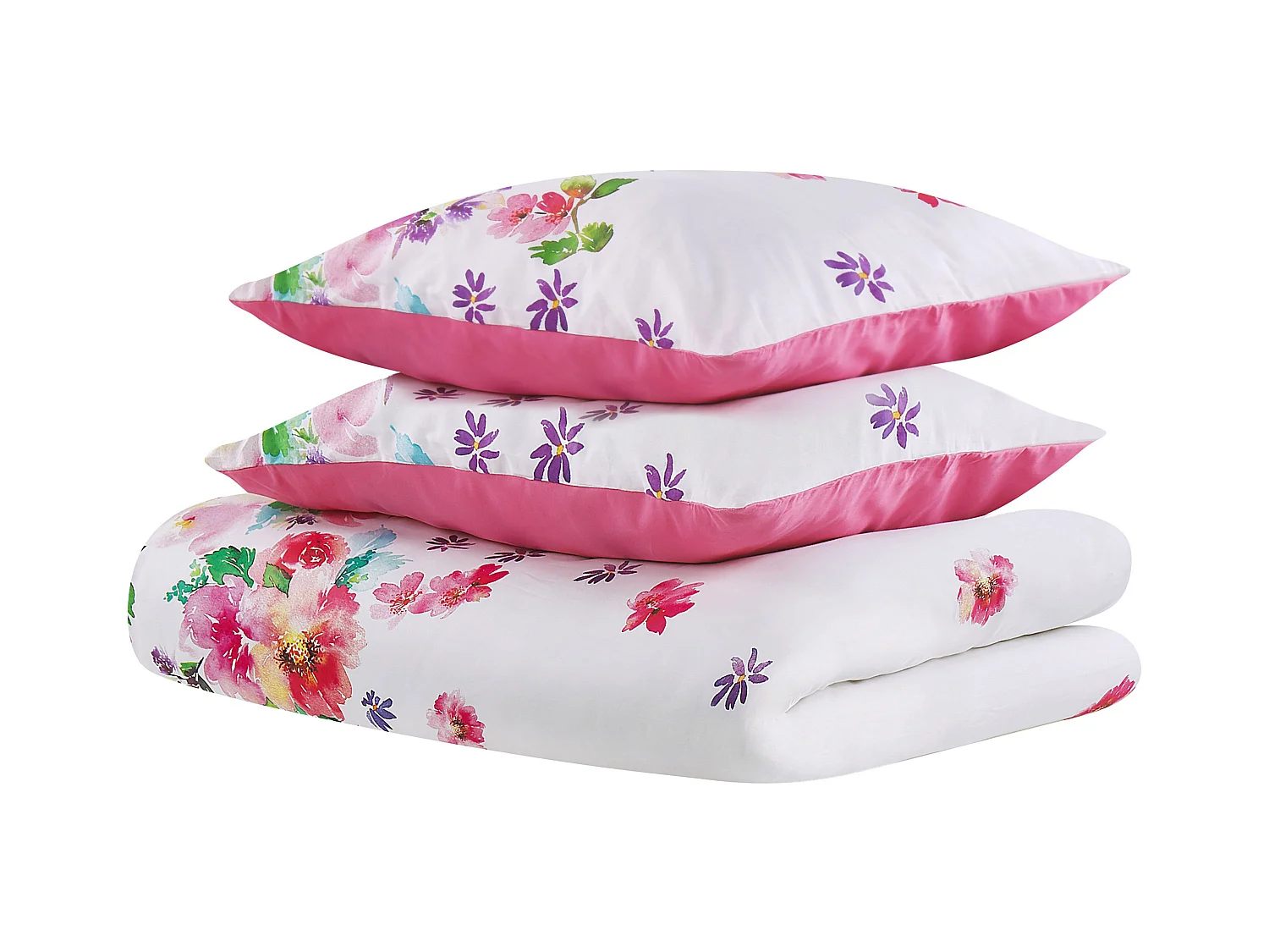 Set Copripiumino LARYNHILL Raso di Cotone 155 x 220 cm Rosa