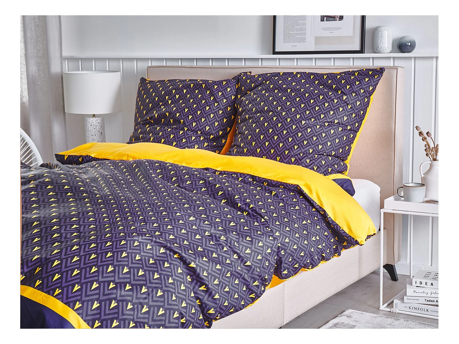 Conjunto de fundas de edredón WALLINGFORD Satén de algodón 155 x 220 cm Azul