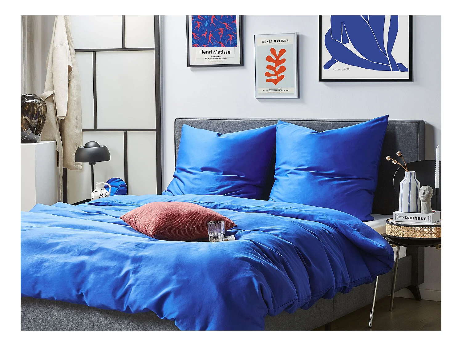 Conjunto de fundas de edredón HARMONRIDGE Satén de algodón 135 x 200 cm Azul oscuro