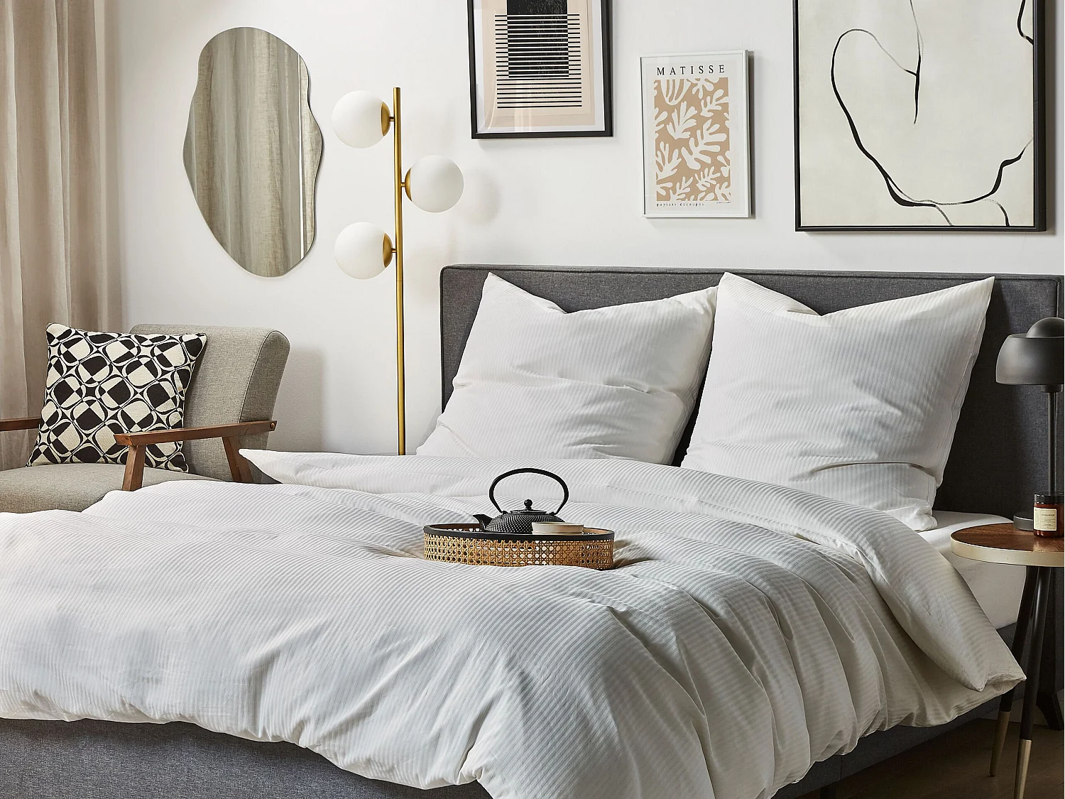 Ensemble de housses de couette AVONDALE Satin de coton 135 x 200 cm Blanc