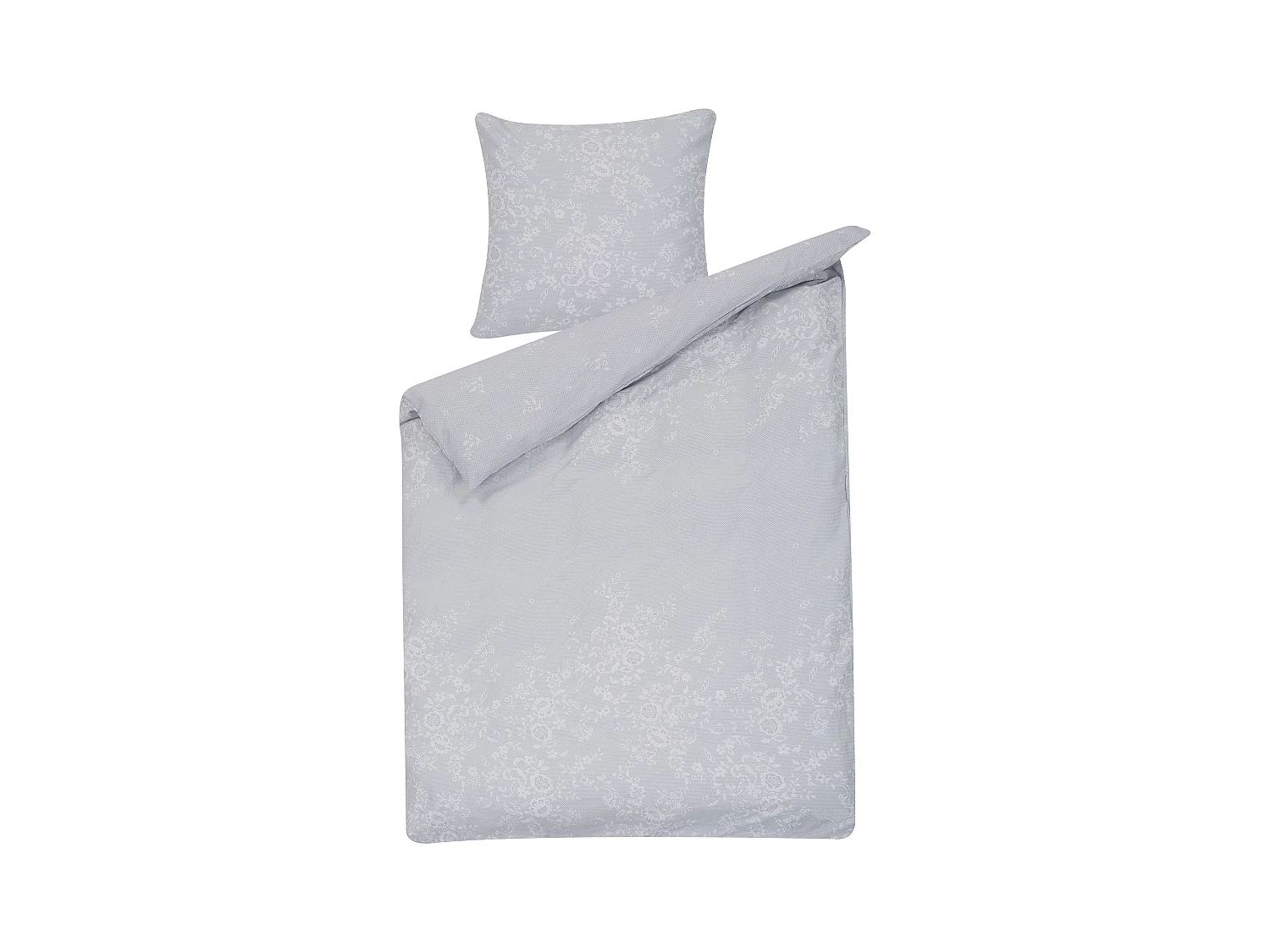 Bettwäsche Set grau 2-teilig Standardgröße 135x200 cm mit Knöpfen Morningside