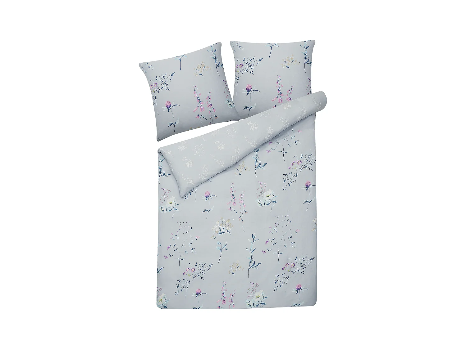 Ensemble de housses de couette EVERGREEN Satin de coton 155 x 220 cm Bleu clair