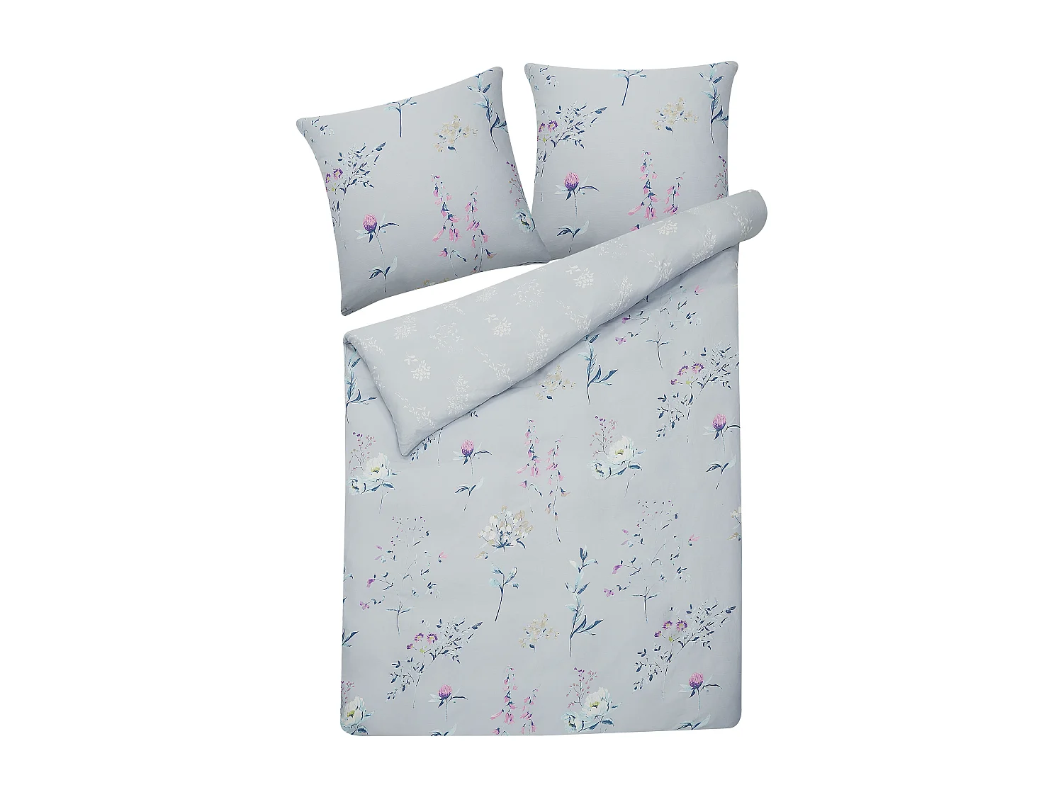 Ensemble de housses de couette EVERGREEN Satin de coton 155 x 220 cm Bleu clair