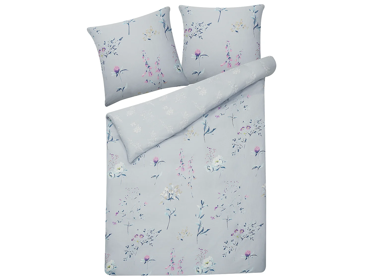 Bettwäsche-Set EVERGREEN Baumwollsatin 155 x 220 cm Hellblau