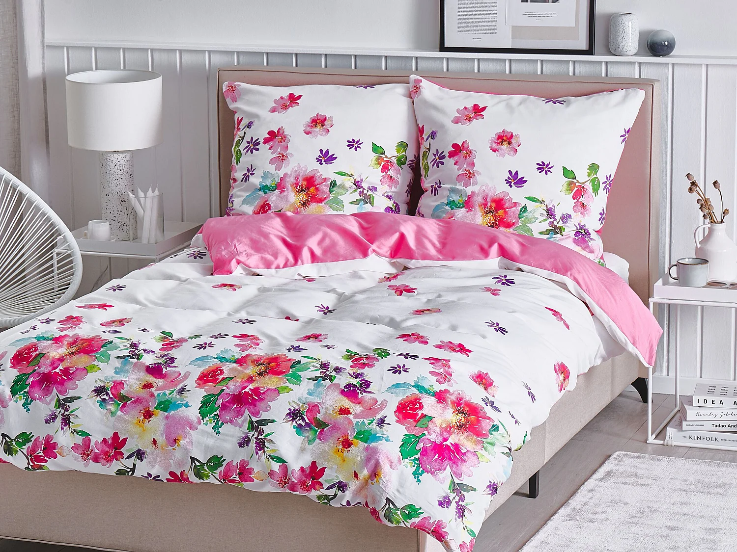 Bettwäsche-Set LARYNHILL Baumwollsatin 135 x 200 cm Rosa