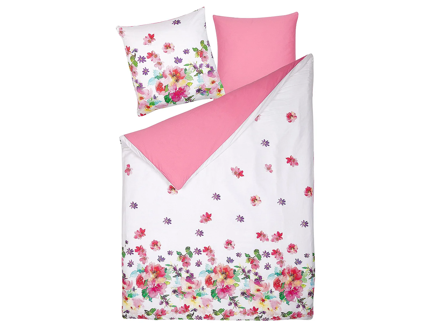 Bettwäsche-Set LARYNHILL Baumwollsatin 135 x 200 cm Rosa