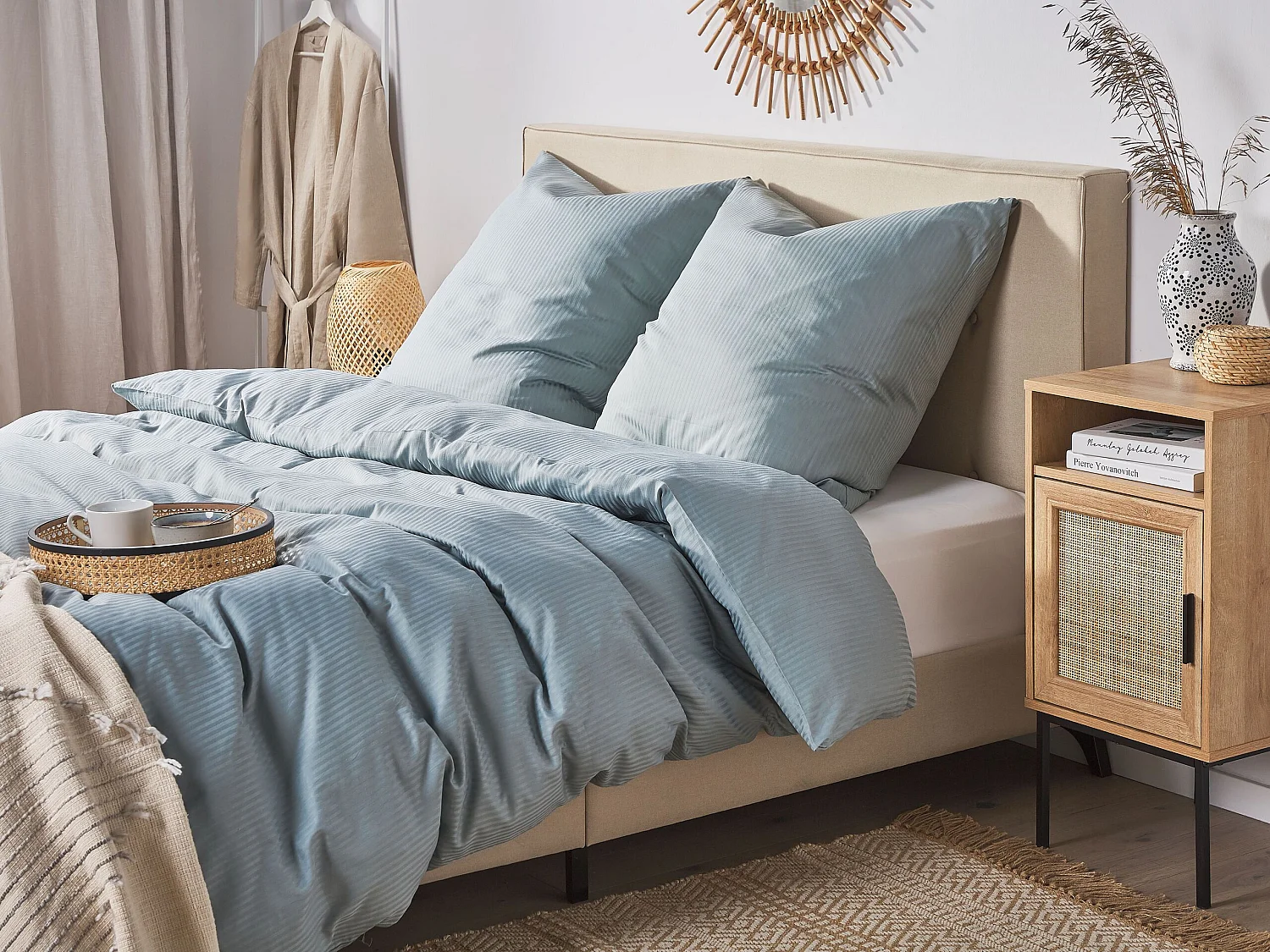 Bettwäsche-Set AVONDALE Baumwollsatin 155 x 220 cm Grau