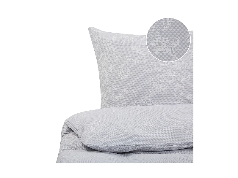 Bettwäsche Set grau 3-teilig Überlänge 200x220 cm mit Knöpfen Morningside