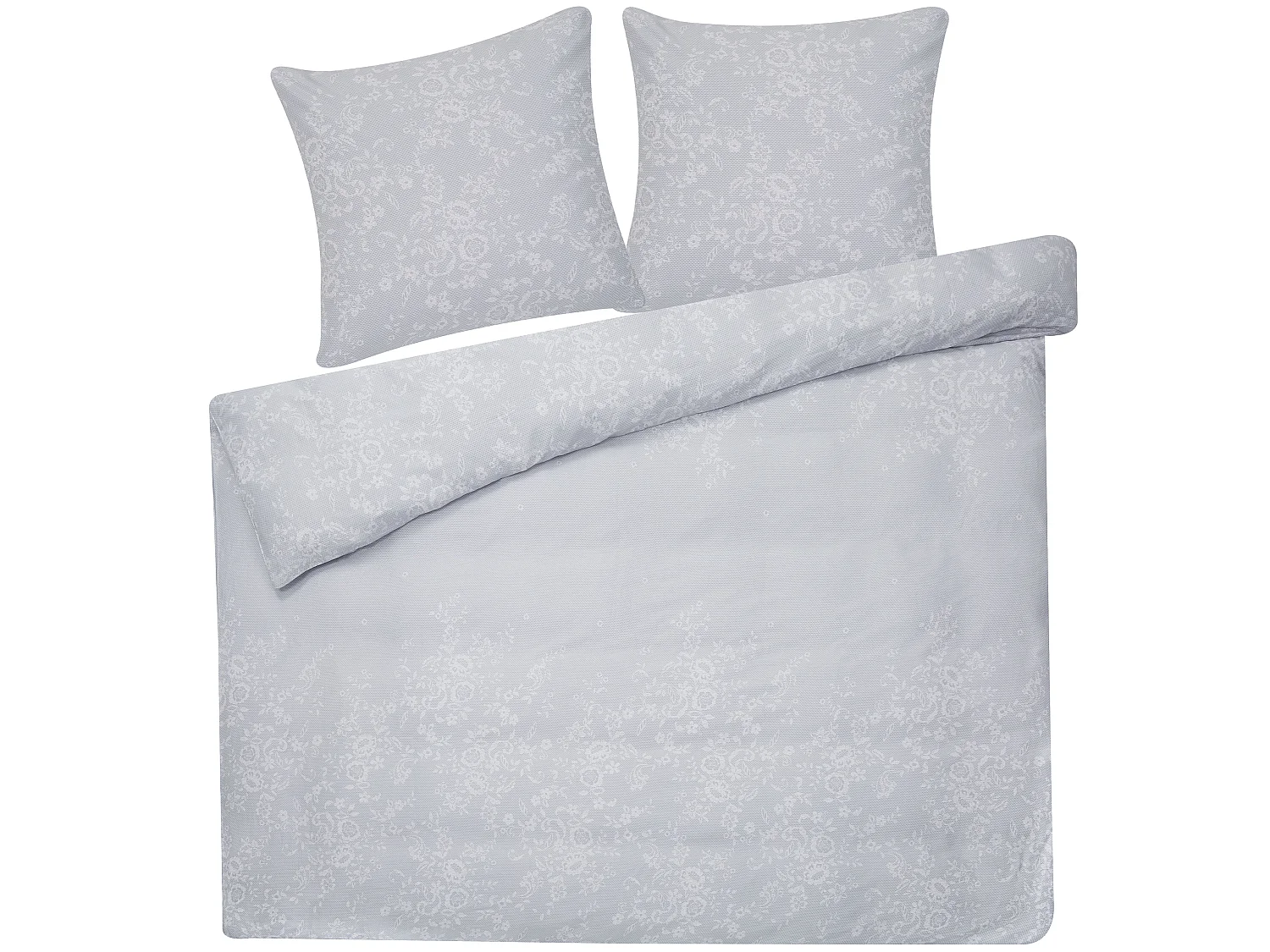 Duvet Cover Set MORNINGSIDE Sateen Cotton 200 x 220 cm Grey