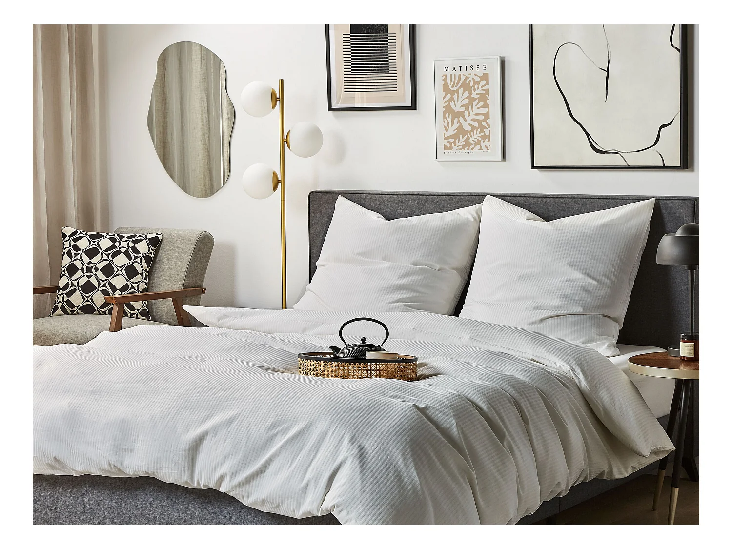 Bettwäsche-Set AVONDALE Baumwollsatin 200 x 220 cm Weiss