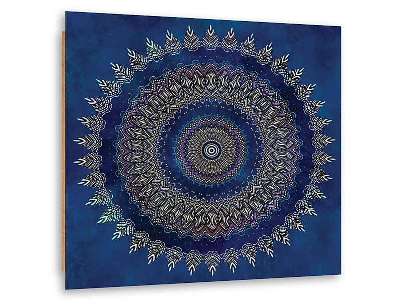 Tableau bois mandala, abstraction - 40 x 40 cm