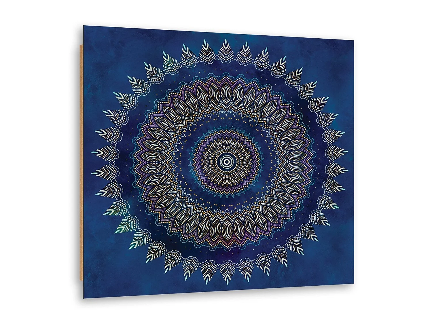 Tableau bois mandala, abstraction - 40 x 40 cm