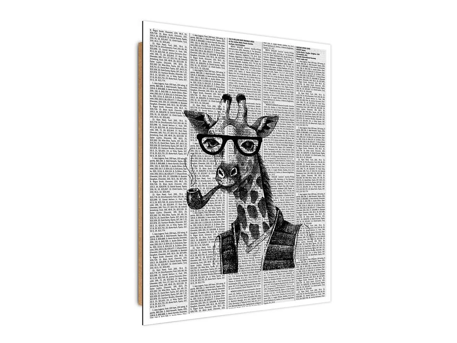 Tableau bois girafe dans le journal - 40 x 50 cm