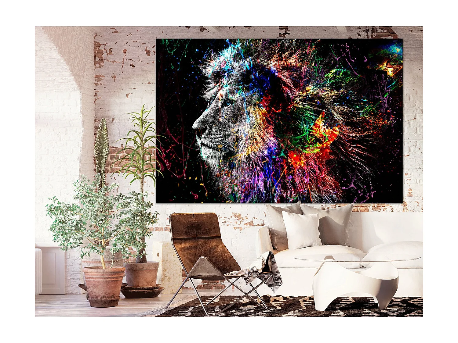 Tableau Crazy Lion Large - 120 x 80 cm