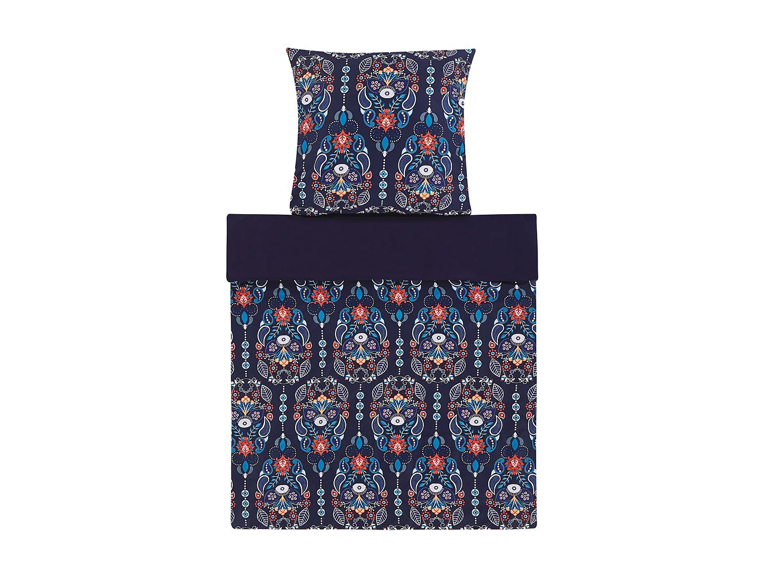 Ensemble de housses de couette MADRONA Satin de coton 135 x 200 cm Bleu foncé