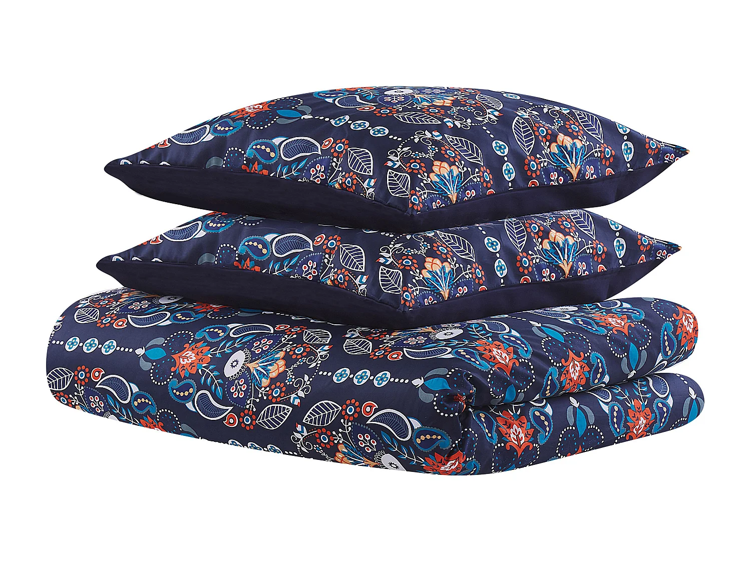 Ensemble de housses de couette MADRONA Satin de coton 135 x 200 cm Bleu foncé