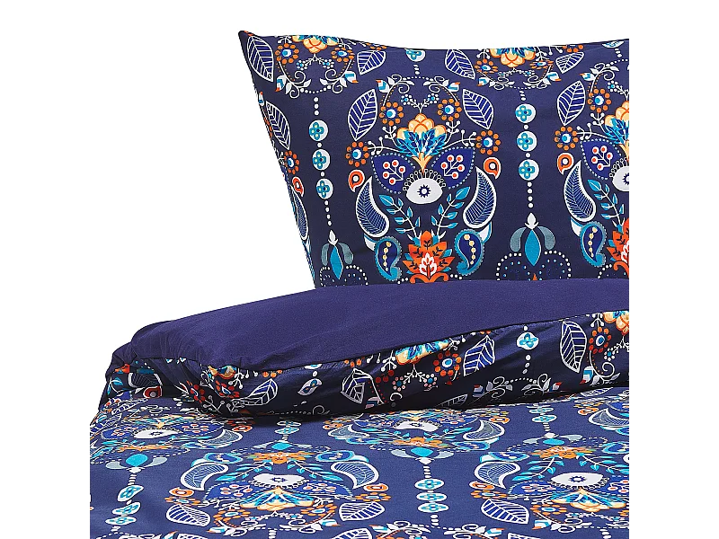 Ensemble de housses de couette MADRONA Satin de coton 135 x 200 cm Bleu foncé