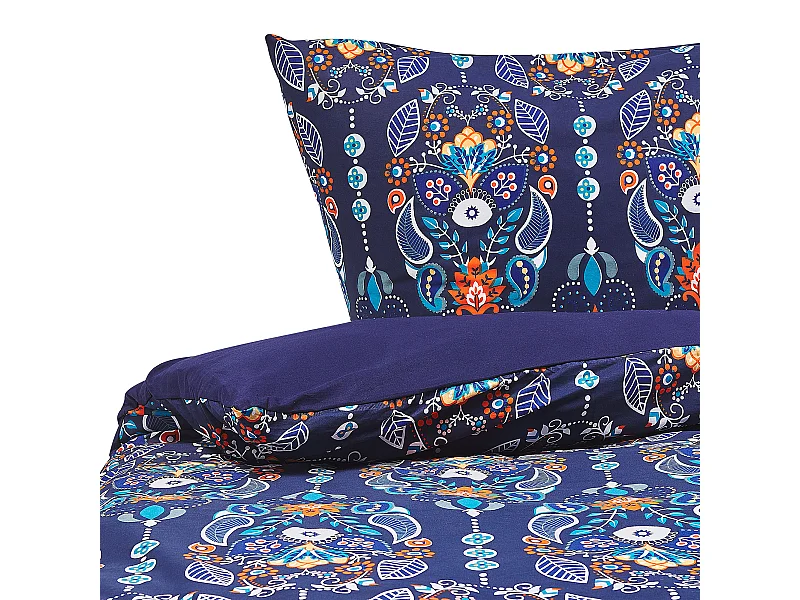 Modernes Bettwäsche Set dunkelblau / orange Baumwolle 155 x 220 cm Madrona