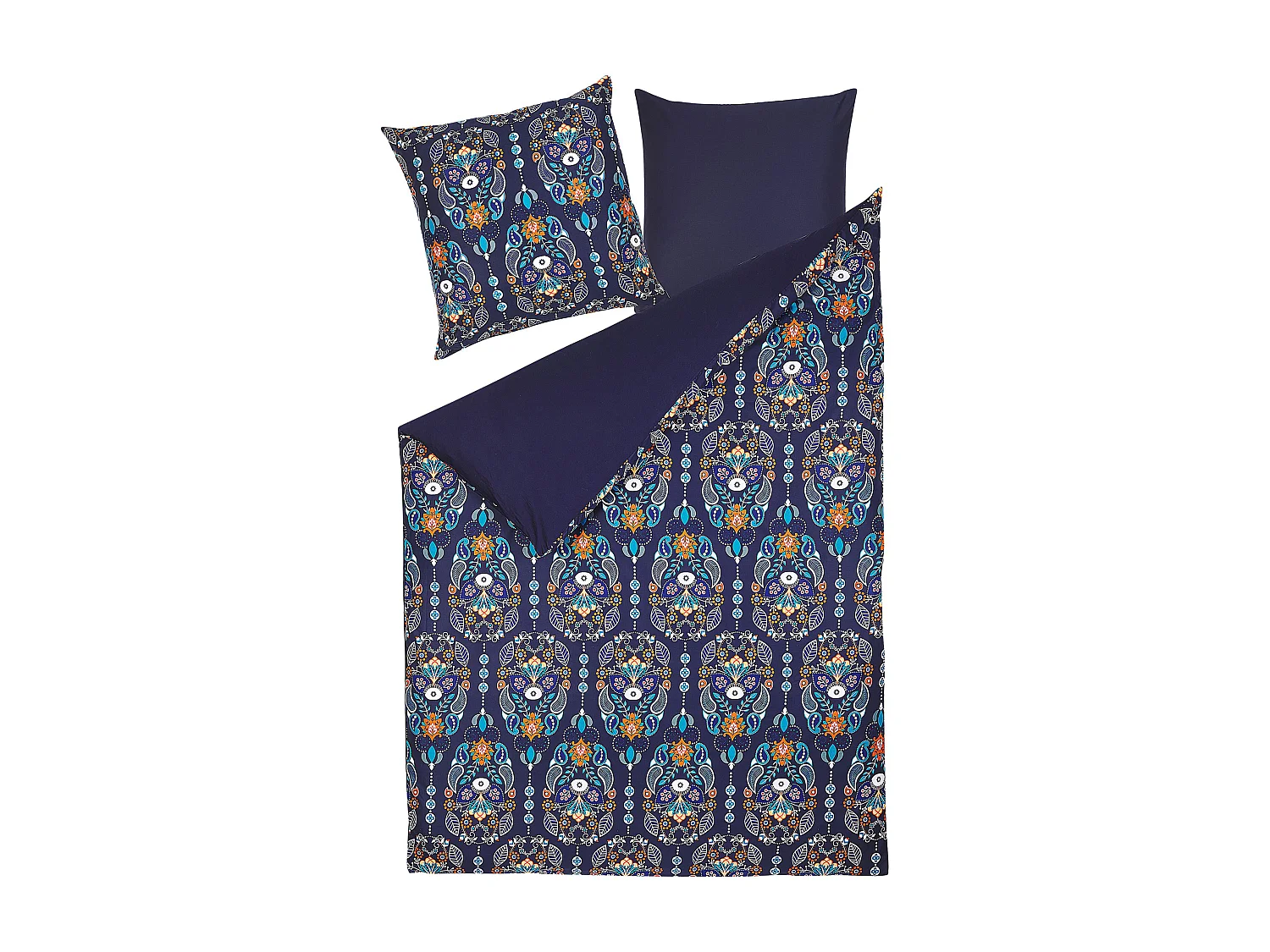 Ensemble de housses de couette MADRONA Satin de coton 155 x 220 cm Bleu foncé