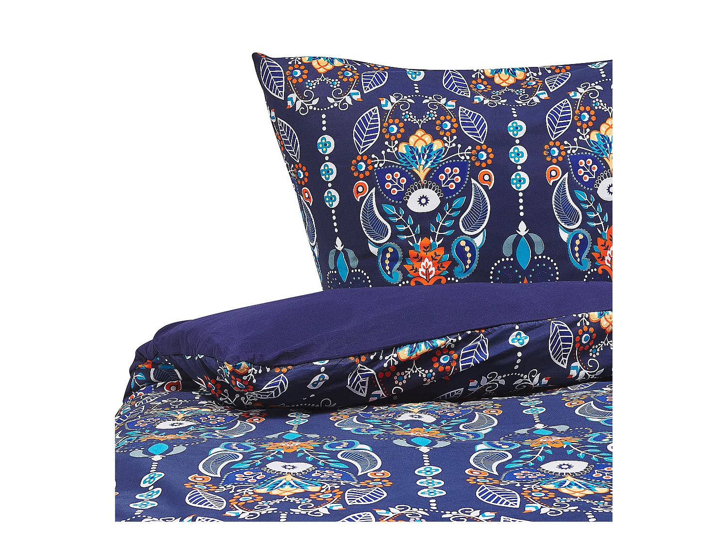 Ensemble de housses de couette MADRONA Satin de coton 155 x 220 cm Bleu foncé