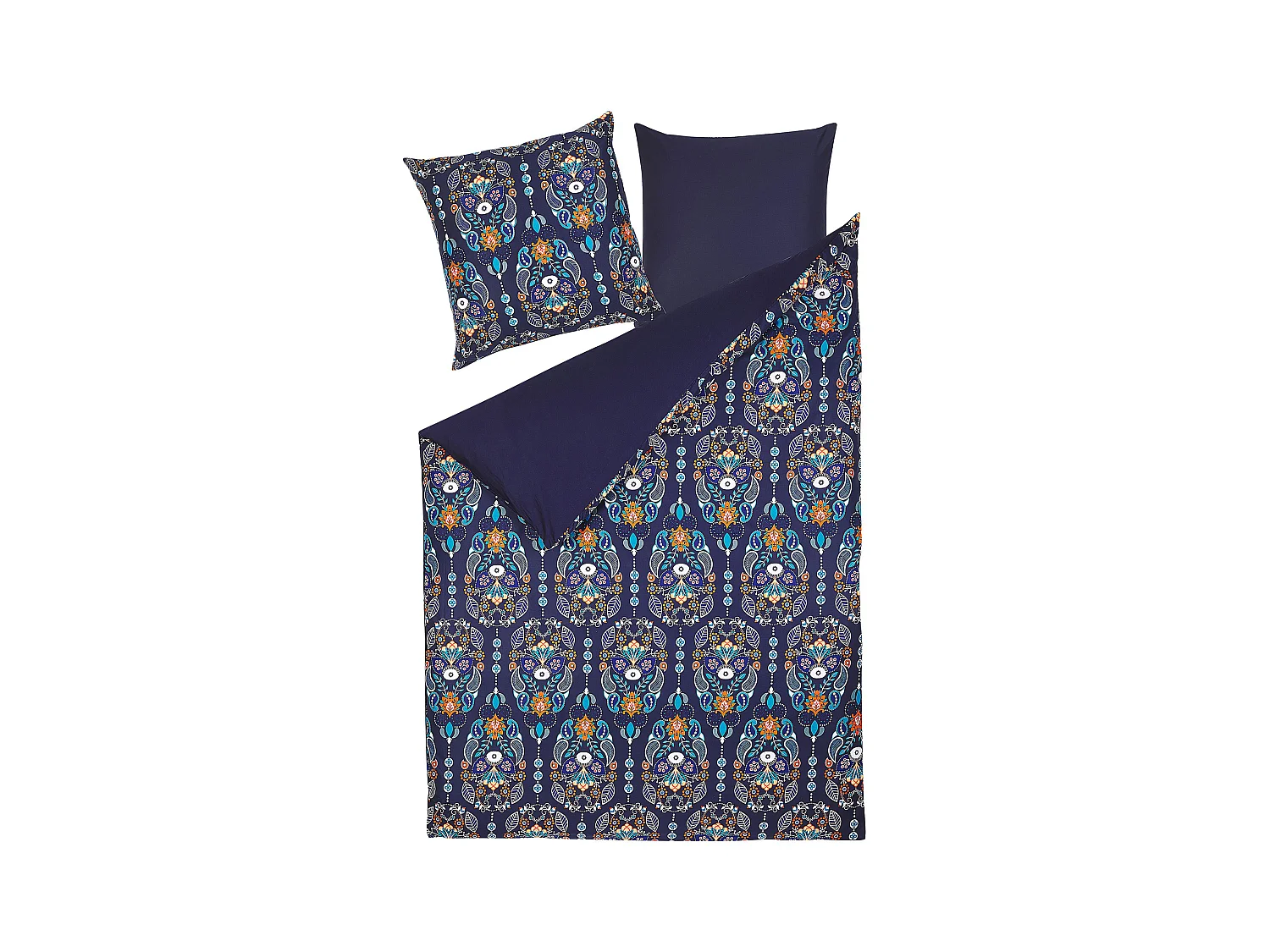 Komplet pościeli MADRONA Bawełna satynowa 155 x 220 cm Ciemnoniebieski