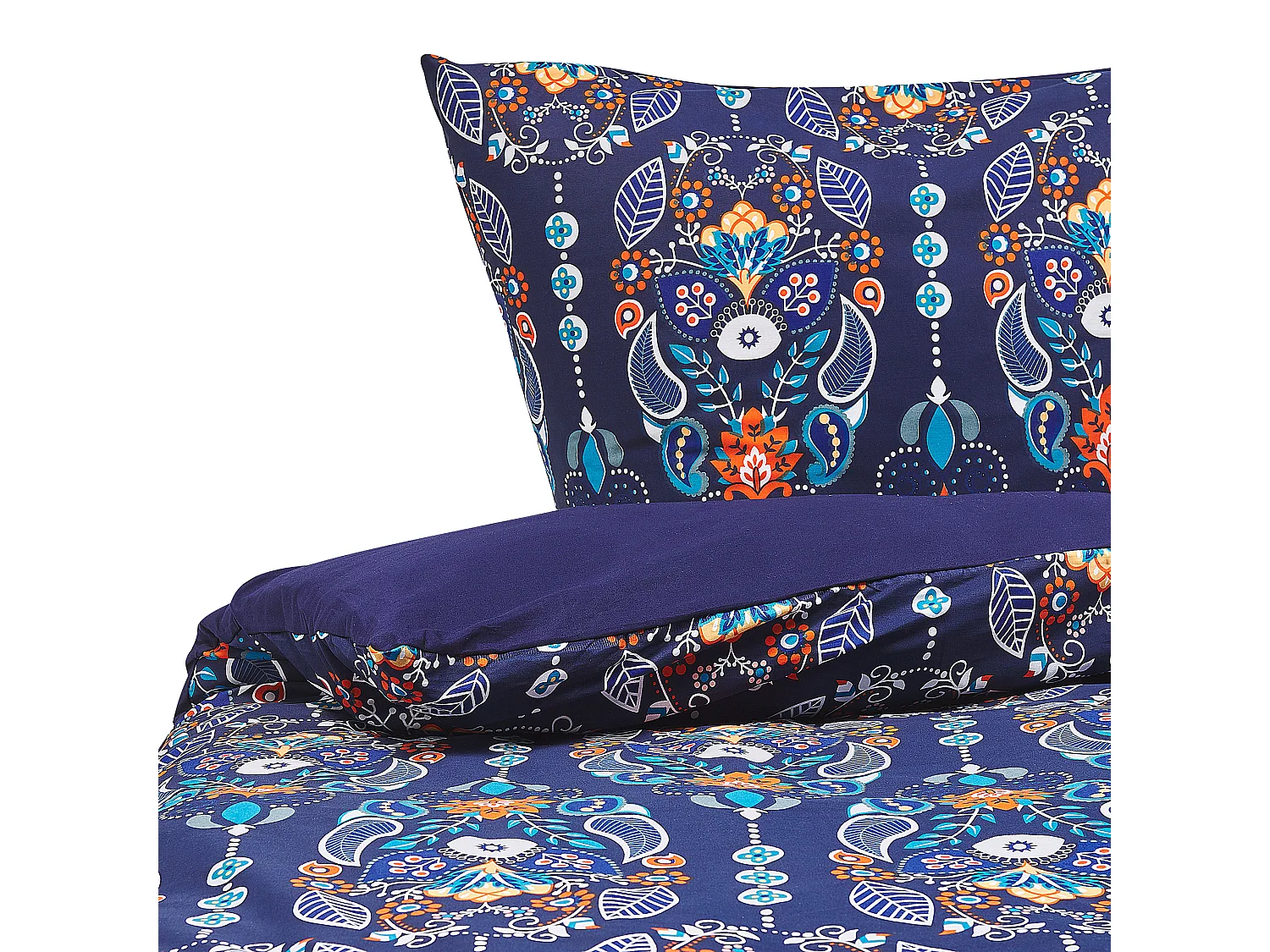 Ensemble de housses de couette MADRONA Satin de coton 155 x 220 cm Bleu foncé