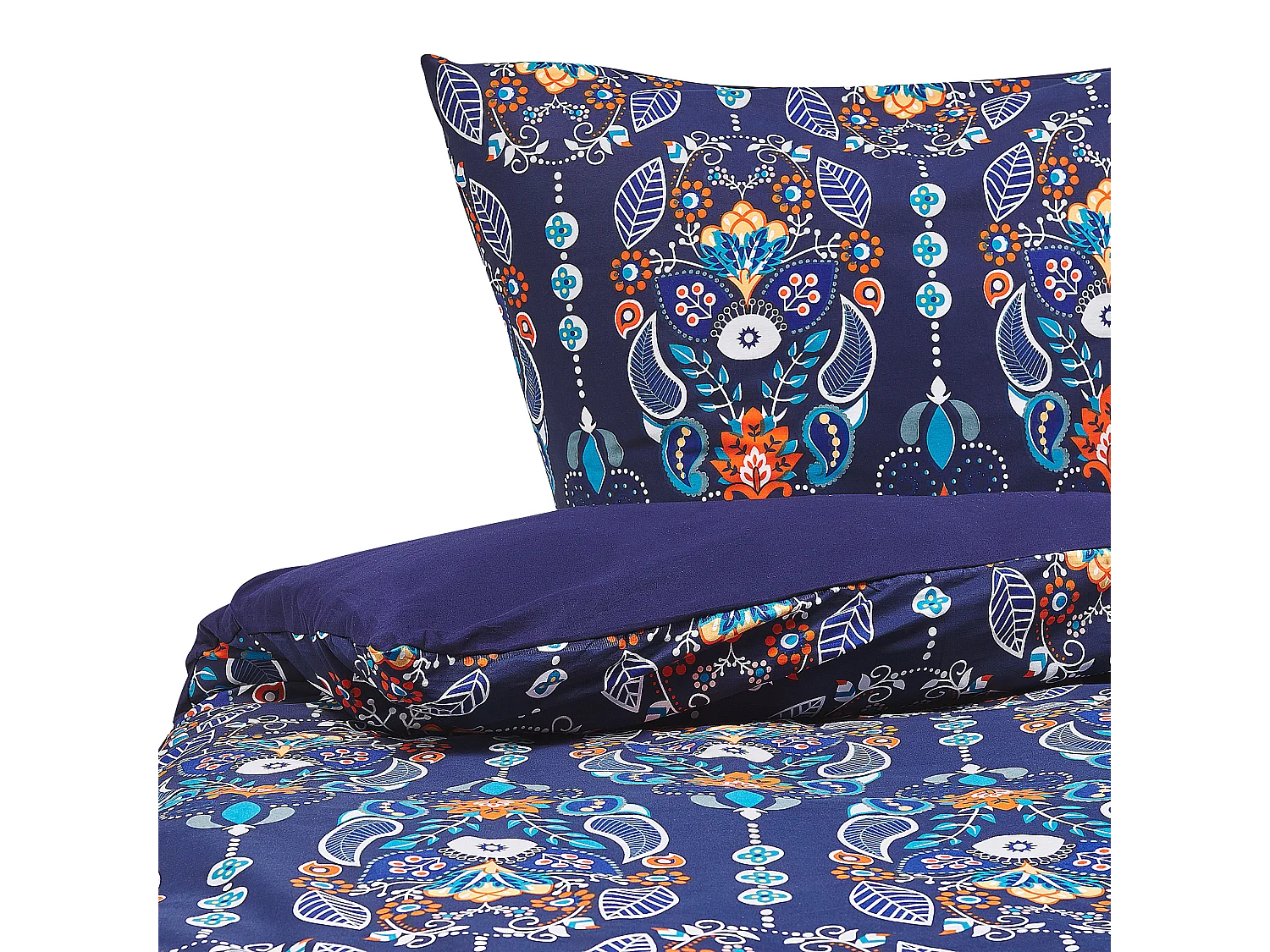 Ensemble de housses de couette MADRONA Satin de coton 155 x 220 cm Bleu foncé