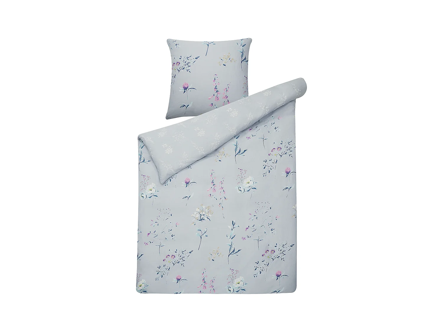 Ensemble de housses de couette EVERGREEN Satin de coton 135 x 200 cm Bleu clair