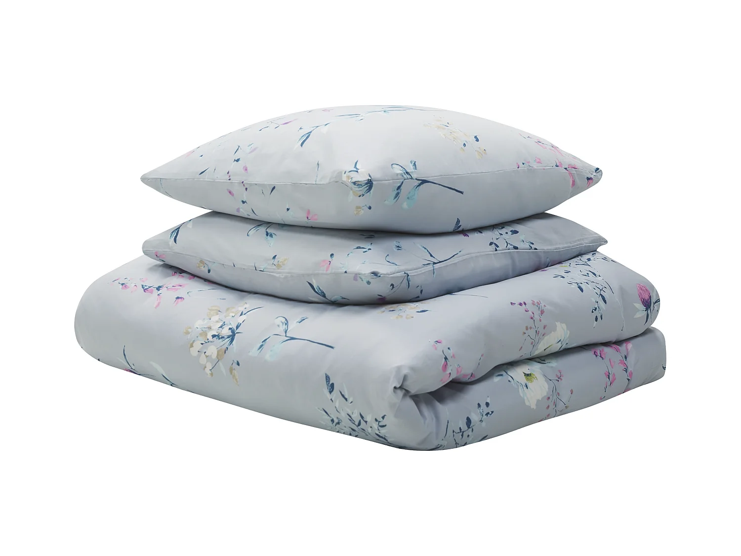 Ensemble de housses de couette EVERGREEN Satin de coton 135 x 200 cm Bleu clair