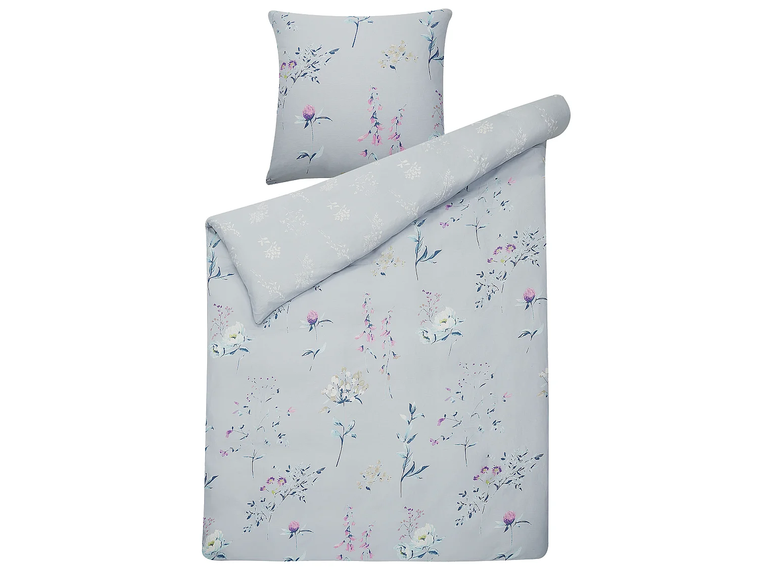 Duvet Cover Set EVERGREEN Sateen Cotton 135 x 200 cm Light Blue