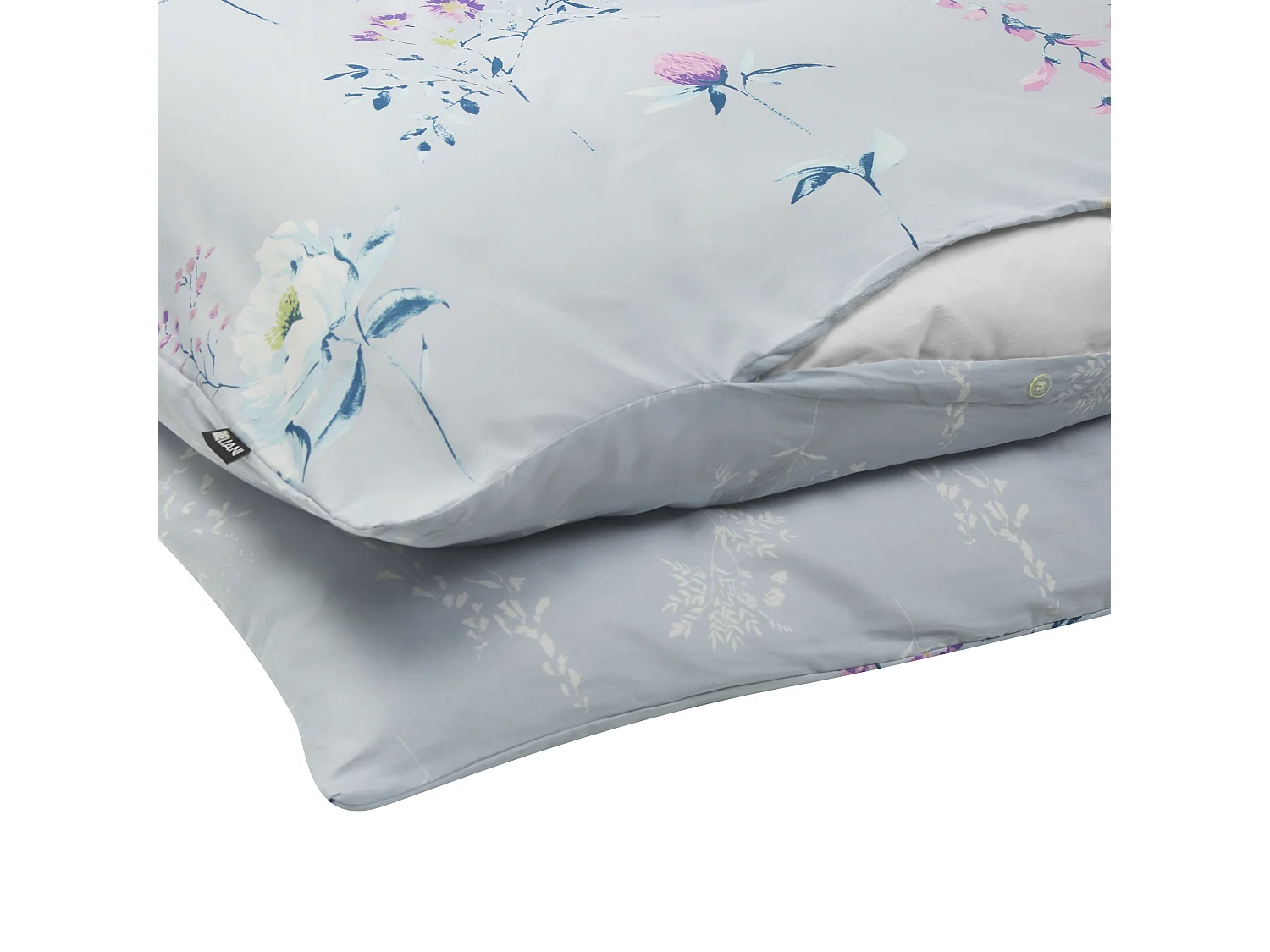 Duvet Cover Set EVERGREEN Sateen Cotton 135 x 200 cm Light Blue