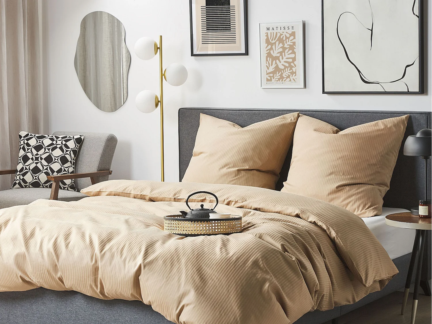Dekbedovertrekset AVONDALE Satijn katoen 200 x 220 cm Beige