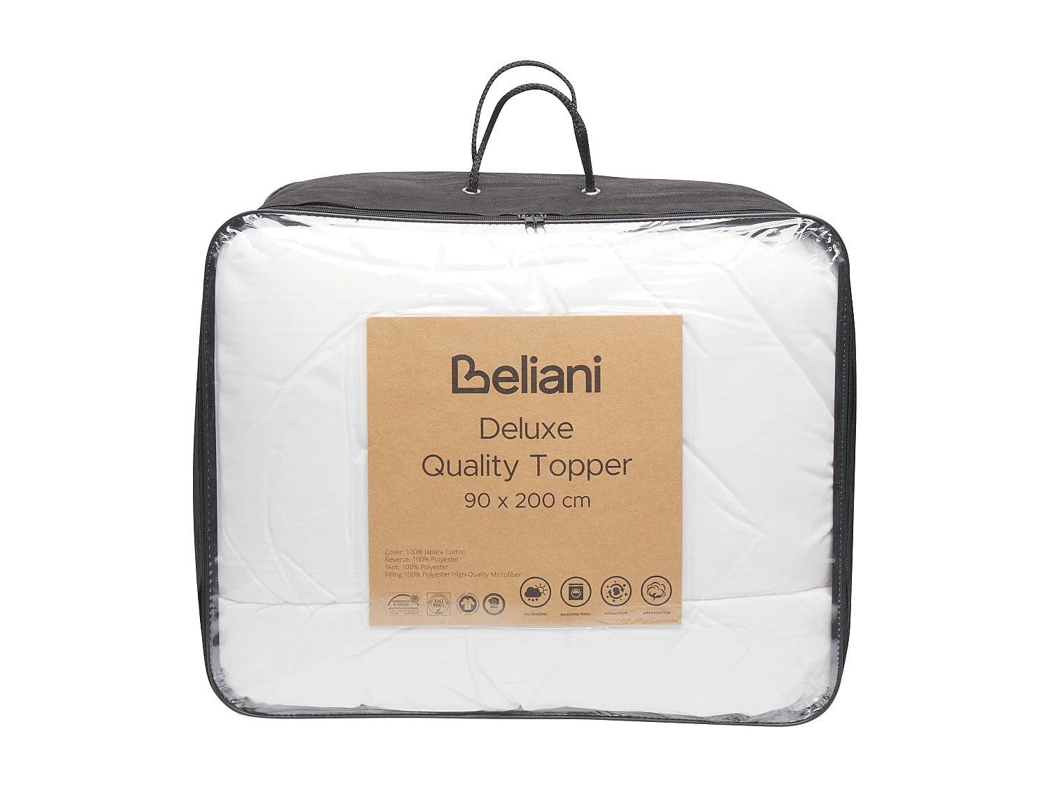 Matratzen Topper Japara Baumwolle 90 x 200 cm weiß Mulhacen