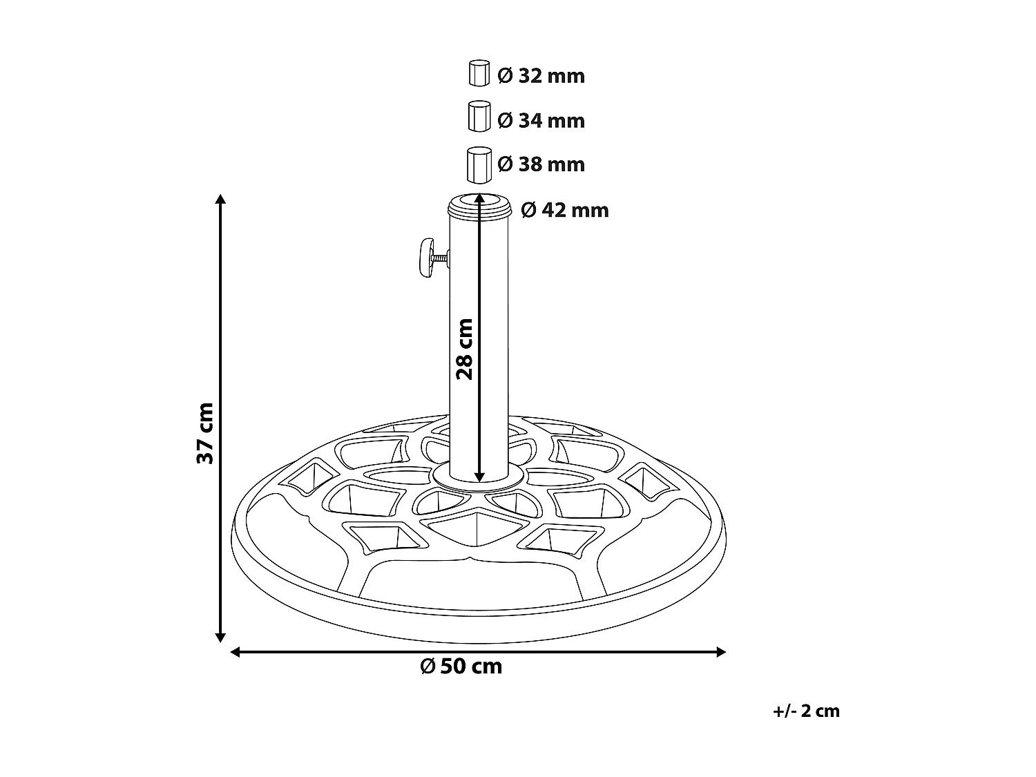 Parasolvoet CETO Zwart Rond 23 kg