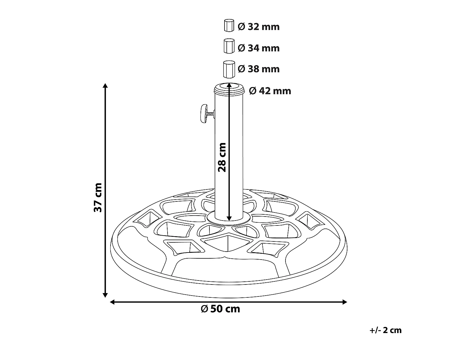 Socle de parasol CETO Noir Rond 23 kg