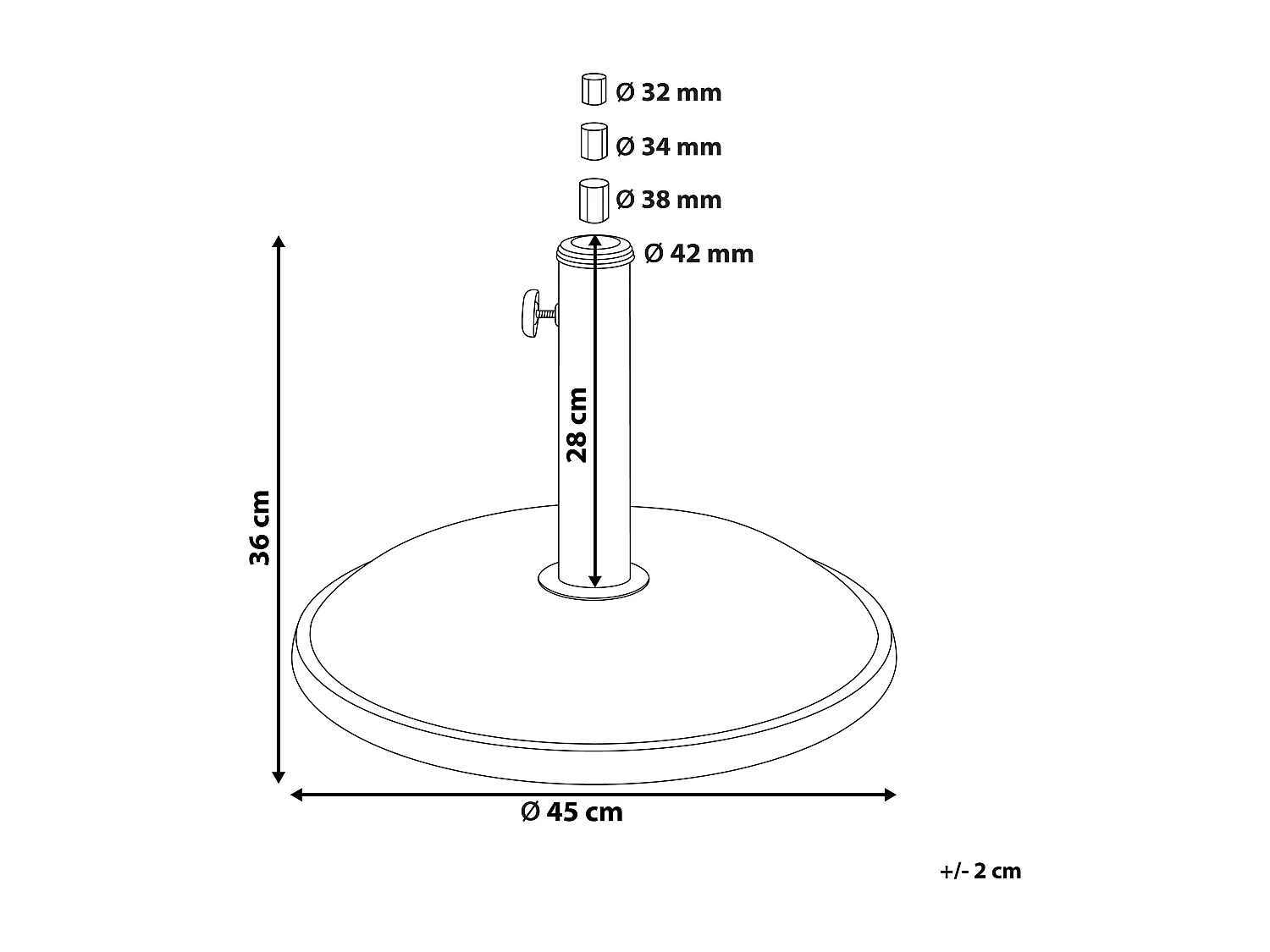 Moderner Sonnenschirmständer rund in Schwarz aus Beton ⌀ 45 cm Canzo
