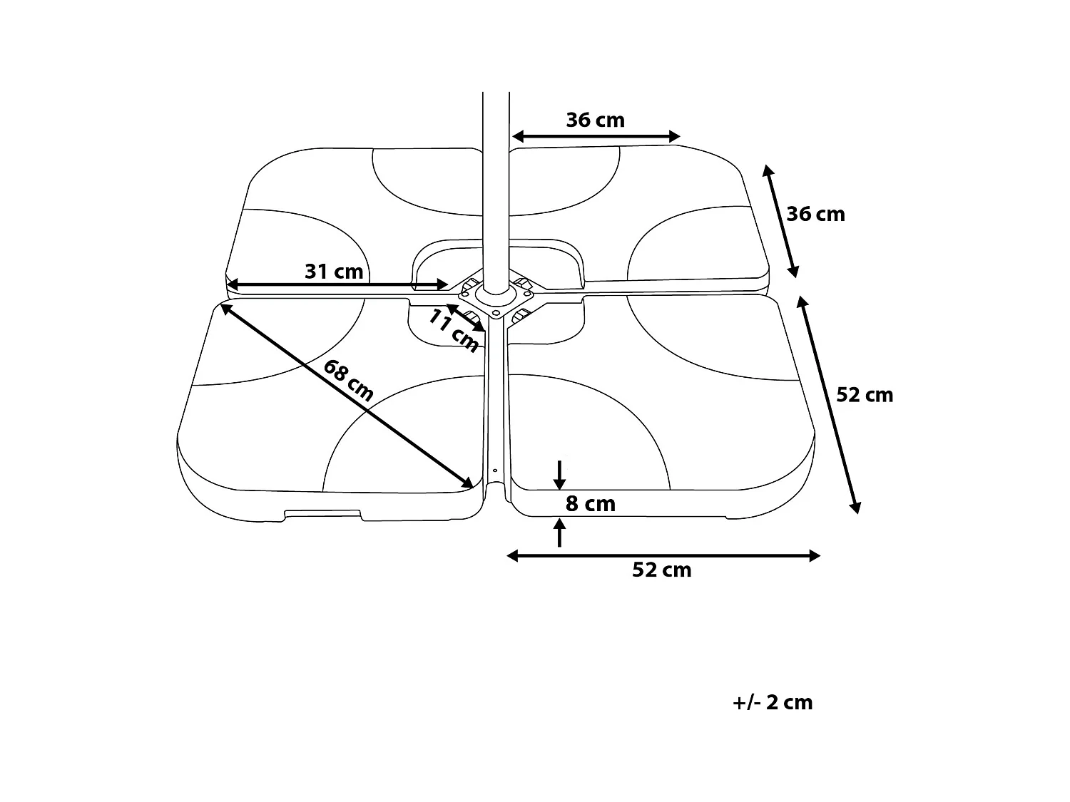 Parasolvoet CARIA Taupe Vierkant 9 kg