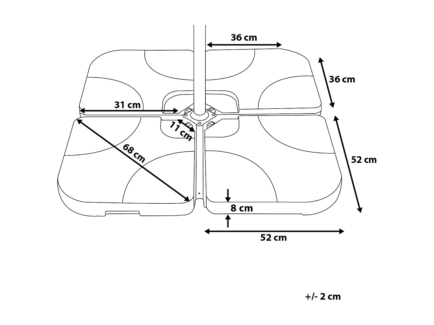 Parasolvoet CARIA Taupe Vierkant 9 kg