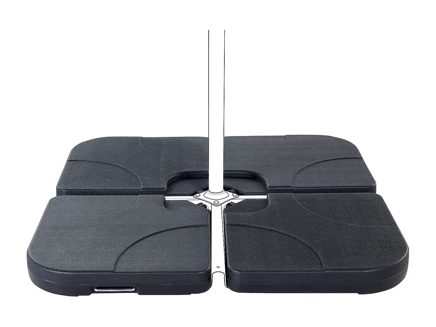 Parasolvoet CARIA Zwart Vierkant 9 kg