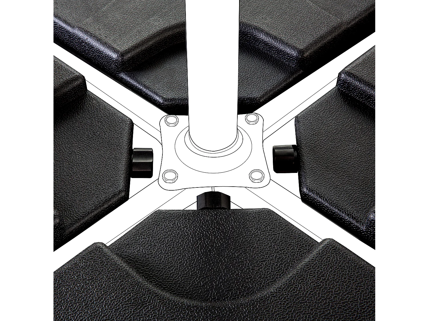 Parasolvoet CARIA Zwart Vierkant 9 kg