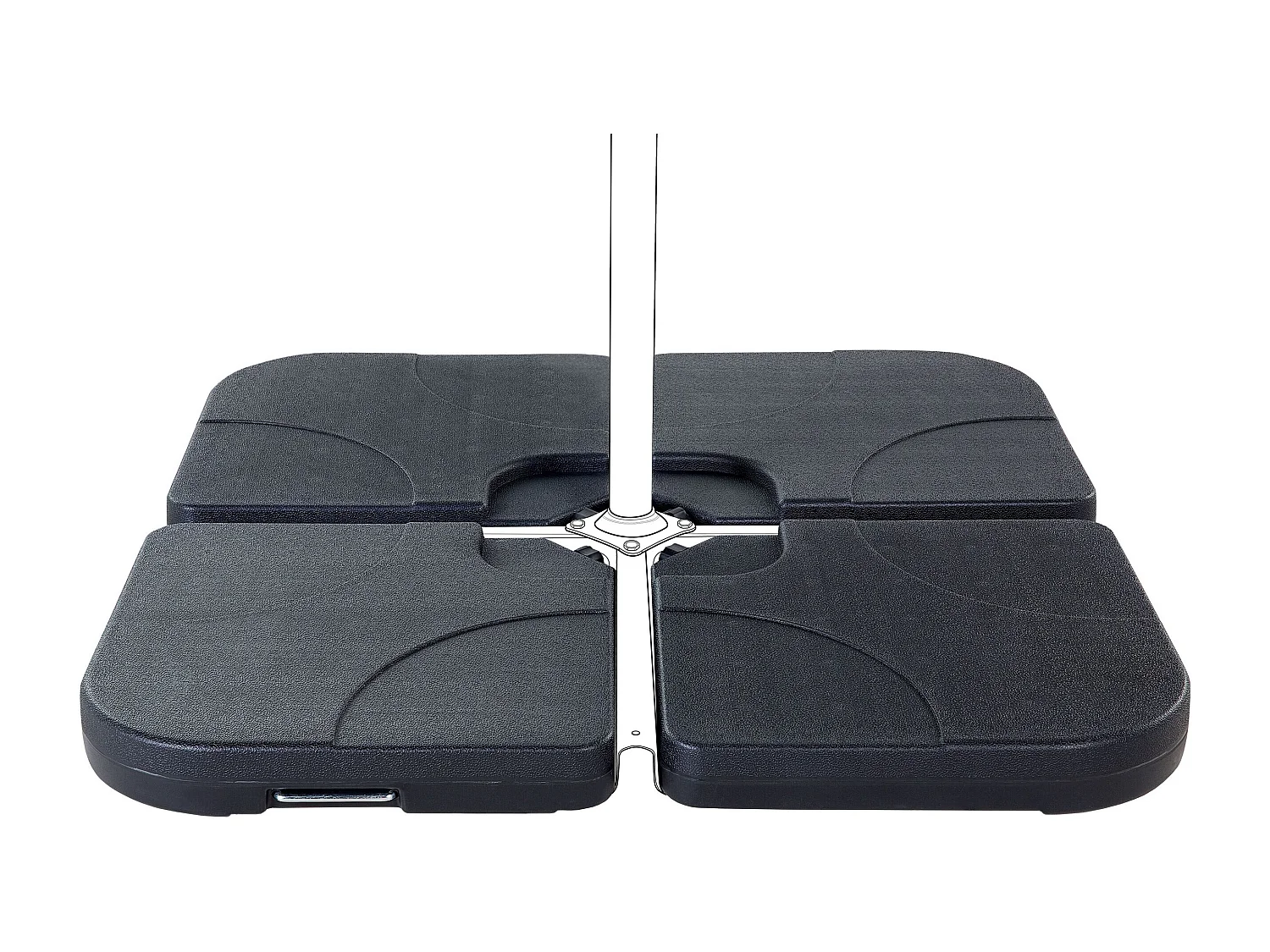 Beschwerungsplatten Schwarz Kunststoff 4 Stück befüllbar für Balkon Caria