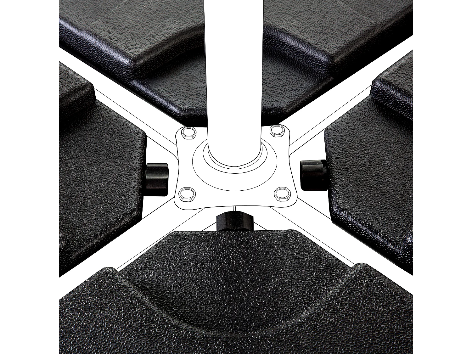 Base para sombrilla CARIA Negro Cuadrada 9 kg