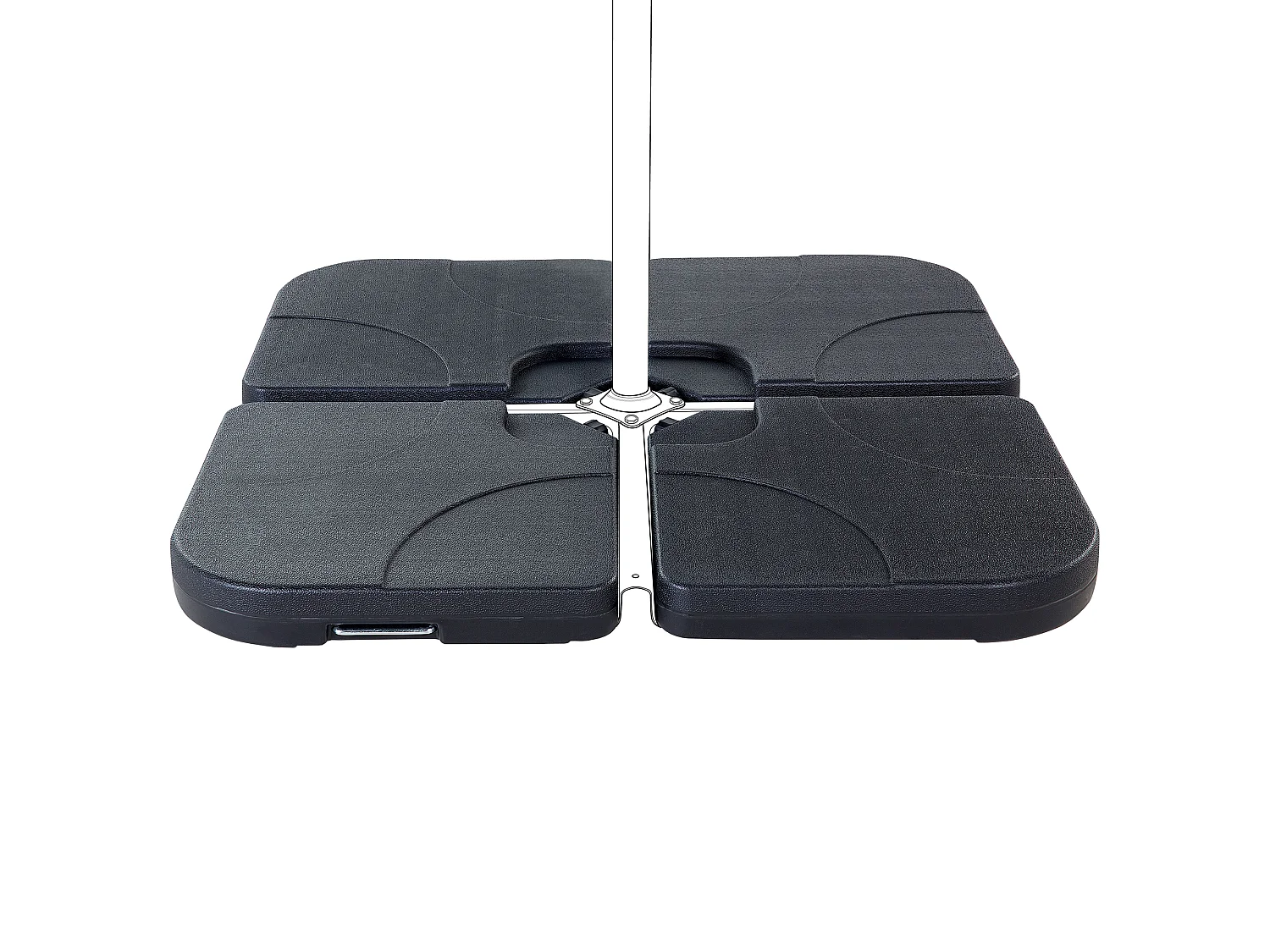 Beschwerungsplatten Schwarz Kunststoff 4 Stück befüllbar für Balkon Caria