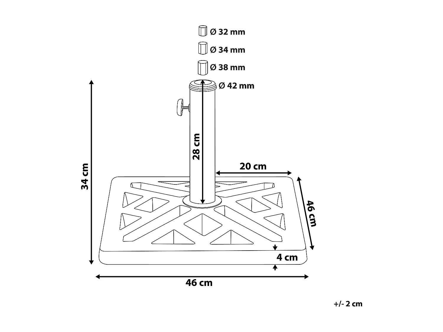 Socle de parasol CHIETI Noir Carré 17 kg