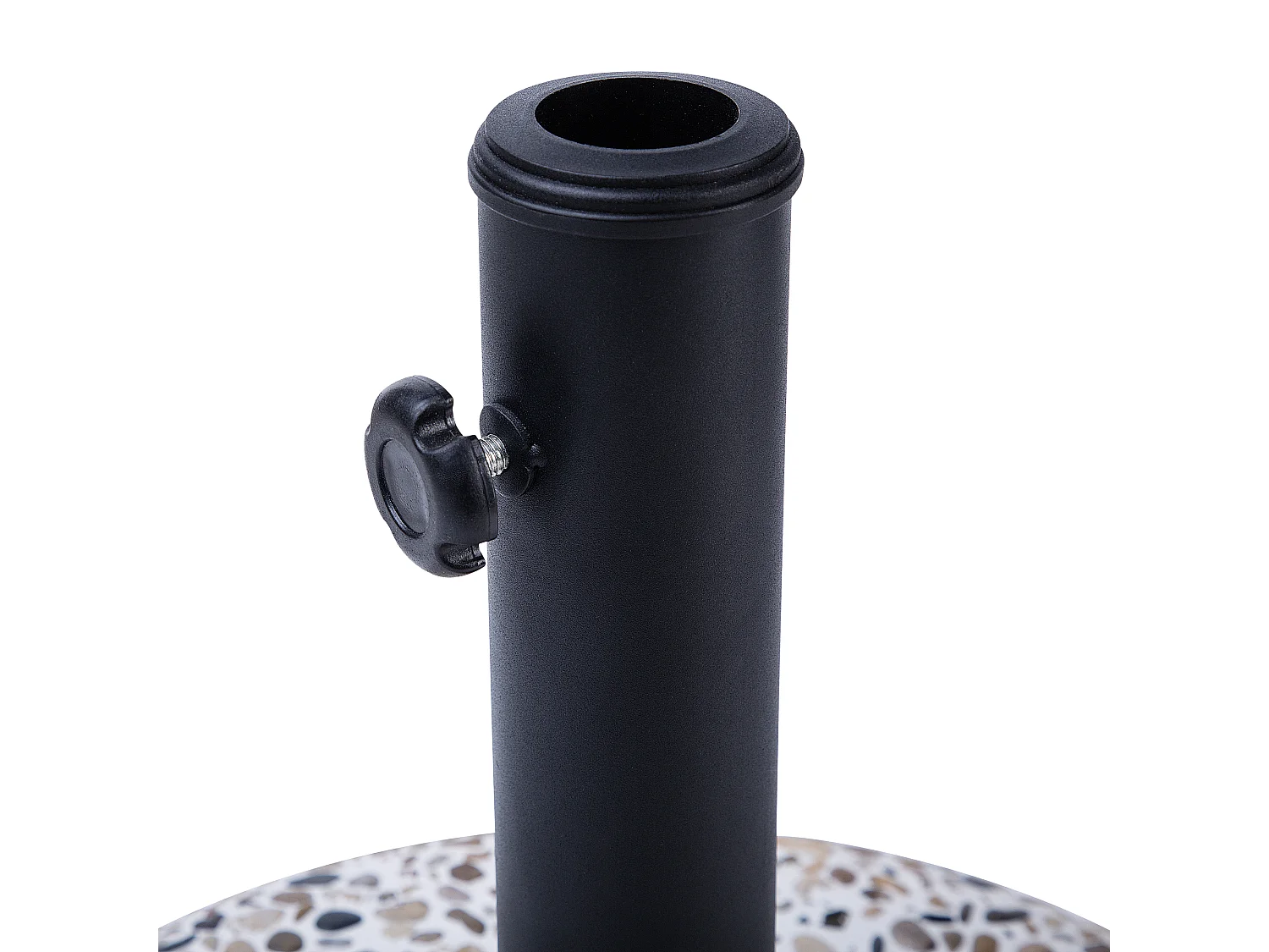 Moderner Sonnenschirmständer weiß aus Beton in Steinoptik rund ⌀ 47cm Cevo